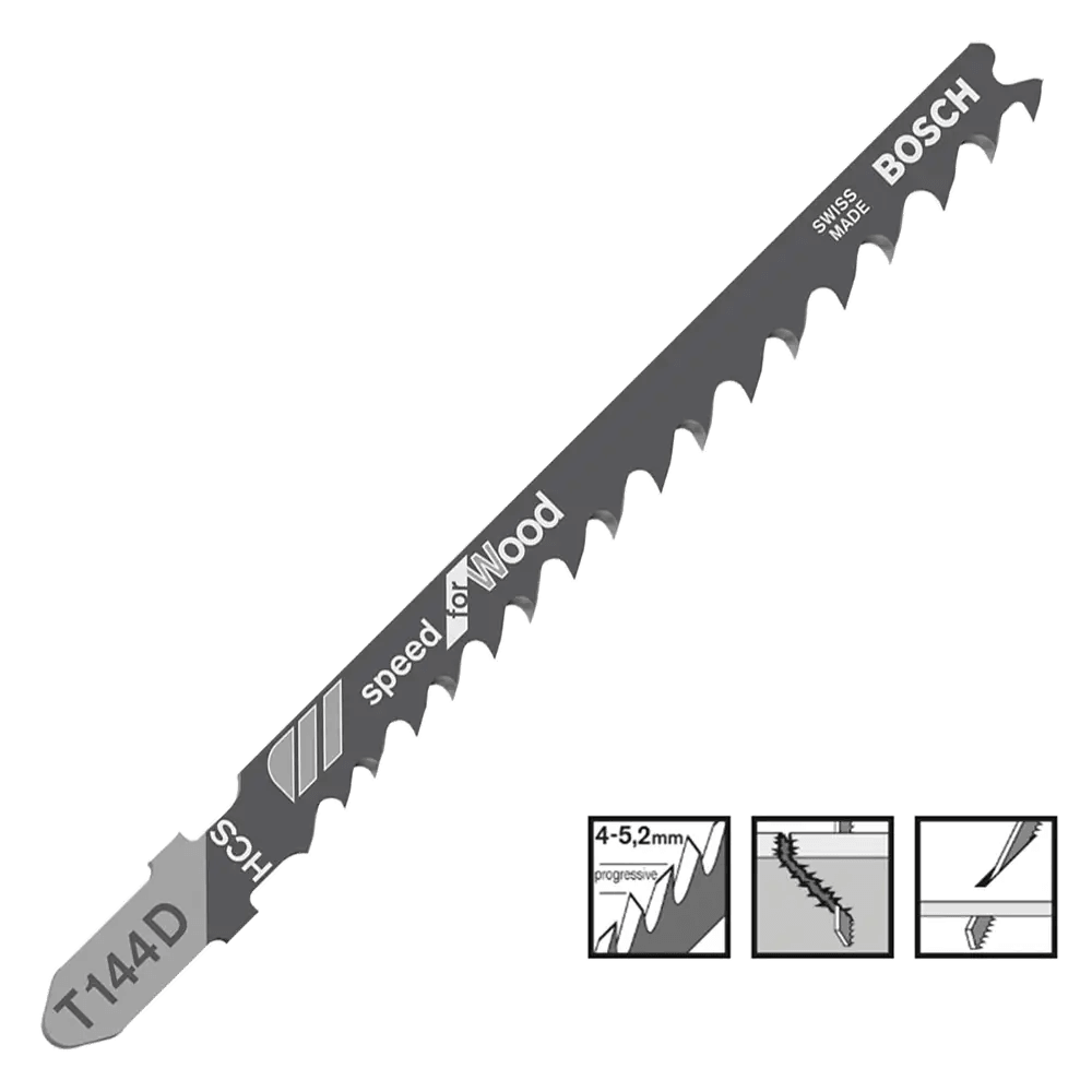 Bosch T114D Jigsaw Blades Speed For Wood x5 2608630040 - Builders Emporium